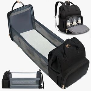 Black Multi-Function Diaper Bag with Bassinet